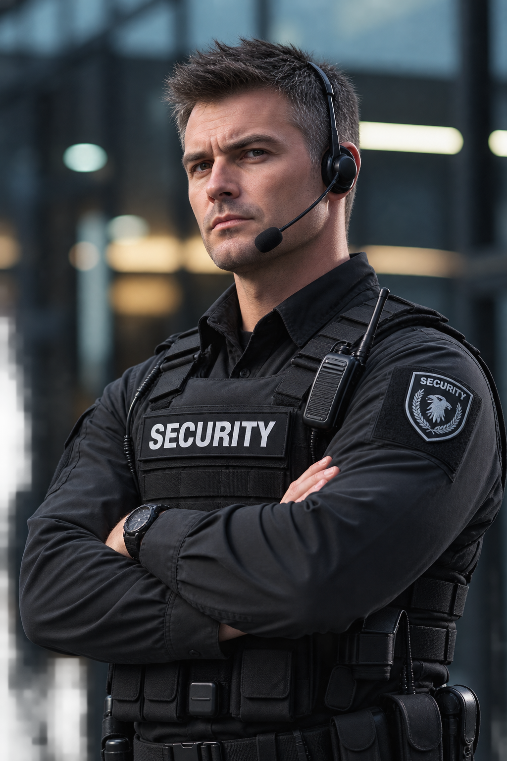 PriorityGuard employee with black uniform